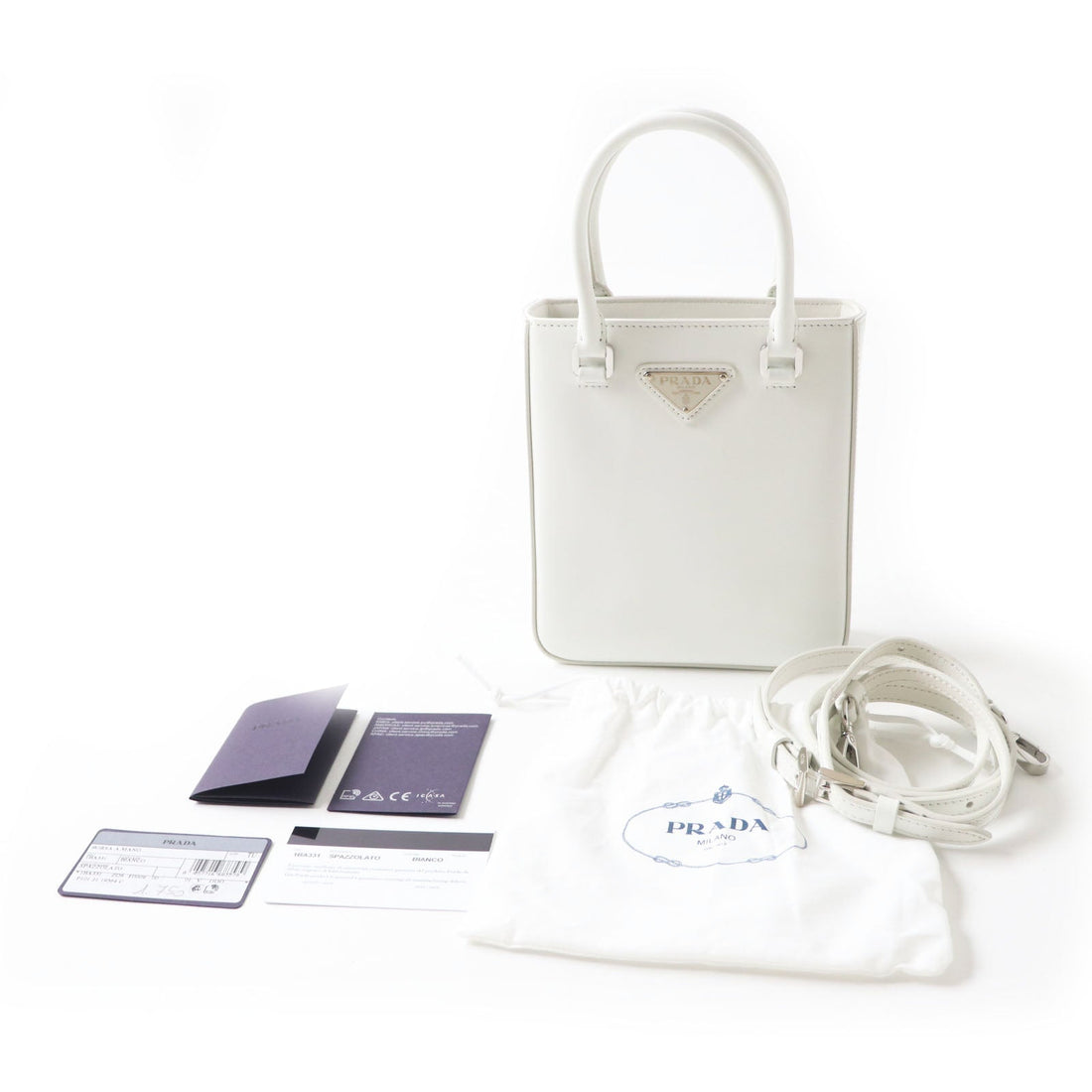 PRADA Shoulder Bag 1BA331 leather BIANCO Small Brushed Leather