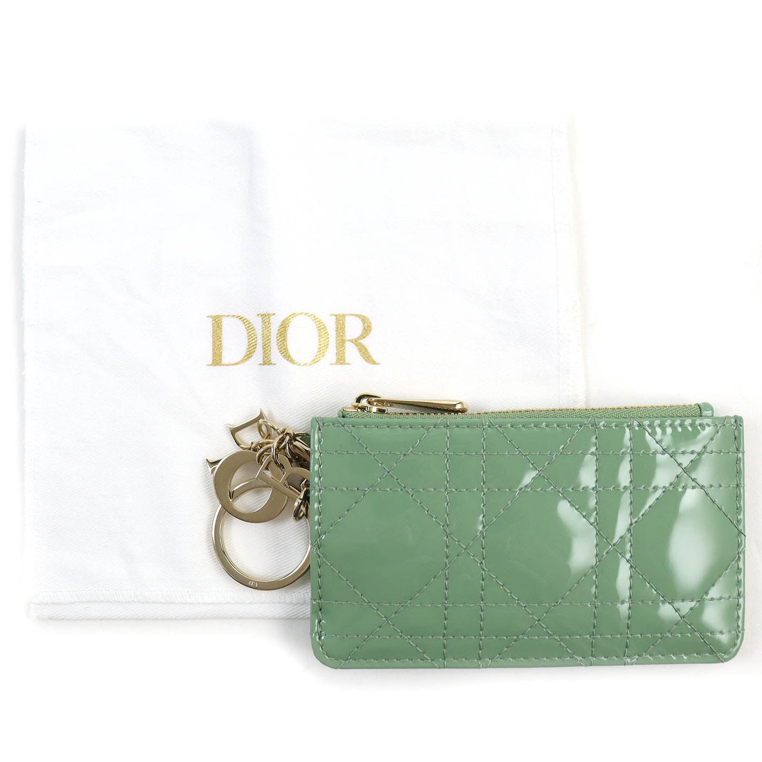 Christian Dior Coin case S0841OVRB Cannage (patent leather) Light green Lady Dior