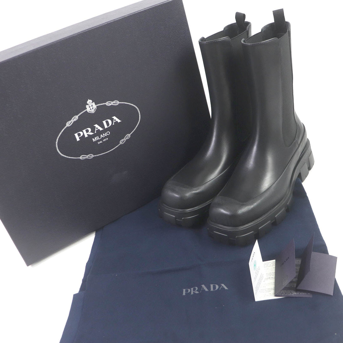 PRADA boots 2UG007 leather black monolith 10