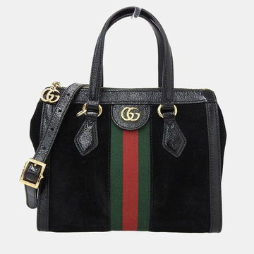 Black Leather and Suede Ophidia Tote Bag