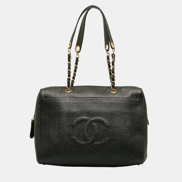 Black Leather CC Timeless Dome Shoulder Bag