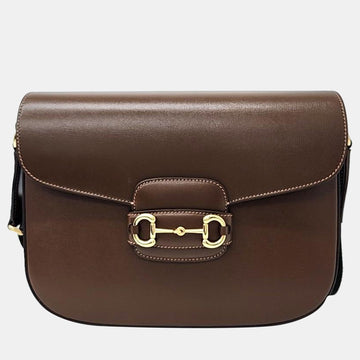 Brown Leather 1955 Horsebit Shoulder Bag