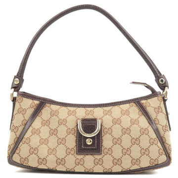 GUCCI Abbey VS Canvas Leather Shoulder Bag Beige Dark Brown 130989