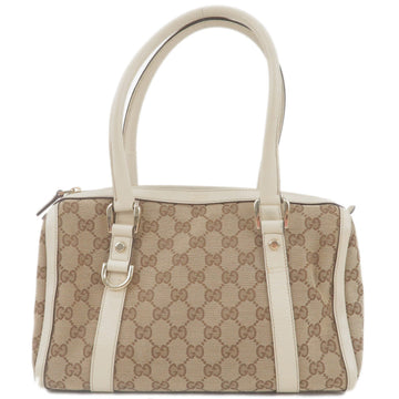 GUCCI Abbey VS Canvas Leather Boston Hand Bag Beige Ivory 130942