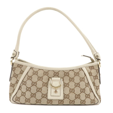 GUCCI Abbey VS Canvas Leather Pouch Hand Bag Beige White 130939