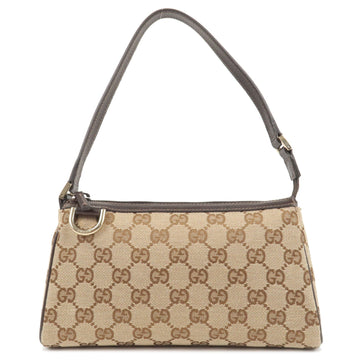 GUCCI Abbey VS Canvas Leather Hand bag Beige Dark Brown 145750