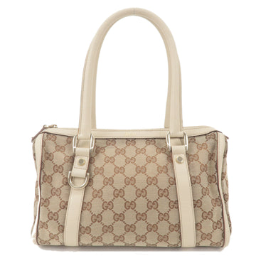 GUCCI Abbey VS Canvas Leather Boston Hand Bag Beige Ivory 130942