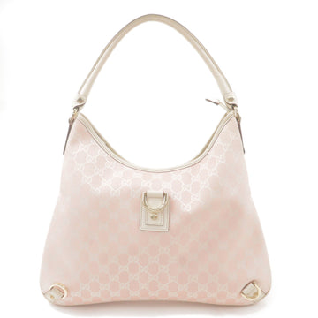 GUCCI Abbey VS Canvas Leather Shoulder Bag Pink White 130737