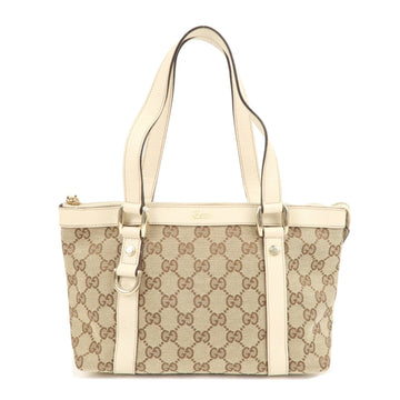 GUCCI Abbey VS Canvas Leather Hand Bag Beige Ivory 141471