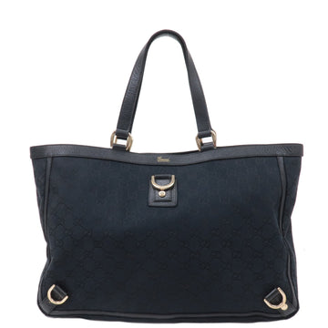 GUCCI Abbey Line VS Canvas Leather Tote Bag Black 141472