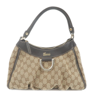 GUCCI Abbey VS Canvas Leather Shoulder Bag Beige Brown 190525