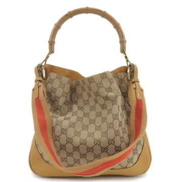GUCCI Bamboo VS Canvas Leather 2Way Shoulder Bag 001.4095
