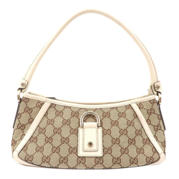 GUCCI Abbey VS Canvas Leather Shoulder Bag Pouch Beige 130939