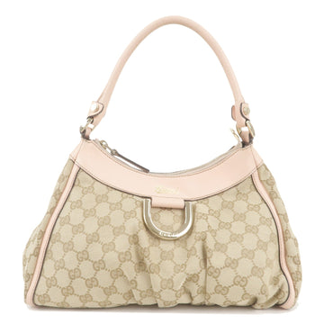 GUCCI Abbey VS Canvas Leather Shoulder Bag Beige Pink 190525