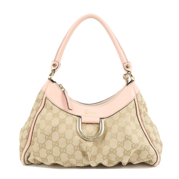 GUCCI Abbey VS Canvas Leather Shoulder Bag Beige Pink 190525