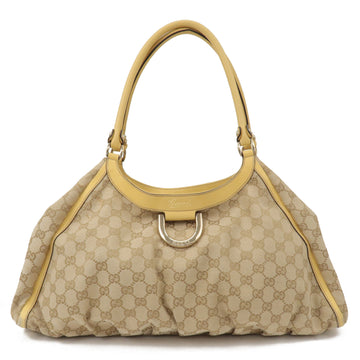 GUCCI Abbey VS Canvas Leather Shoulder Bag Beige Yellow 189835