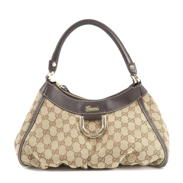 GUCCI Abbey VS Canvas Leather Shoulder Bag Beige Brown 190525