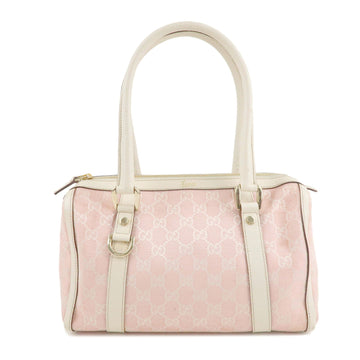 GUCCI Abbey VS Canvas Leather Boston Hand Bag Pink Ivory 130942
