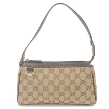 GUCCI Abbey VS Canvas Leather Pouch Hand Bag Beige Brown 145750