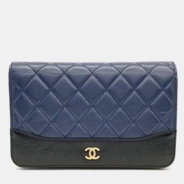 Navy Blue Leather Gabrielle WOC Mini Crossbody Bag