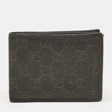 Dark Brown GG Canvas and Leather Bifold Wallet