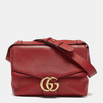 Red Leather Large GG Marmont Shoulder Bag