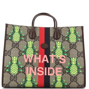 GUCCI Interlocking G Patch Convertible Tote Printed Jumbo GG Coated Canvas Large
