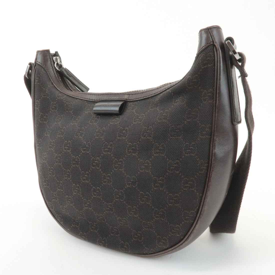 GUCCI VS Denim Leather Shoulder Bag Crossbody Dark Brownk