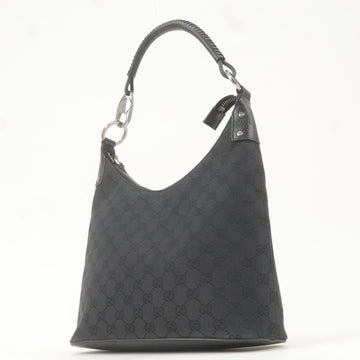 GUCCI VS Monogram Canvas Leather Shoulder Bag Black 115003