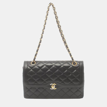 Black Lambskin Matelasse Shoulder Bag