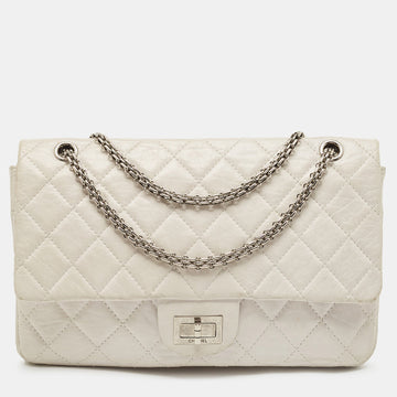 White Quilted Aged Leather Reissue 2.55 Classic 227 Flap Bag