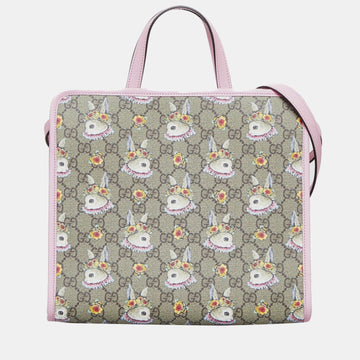 Brown Canvas GG Supreme Rabbit Handbag