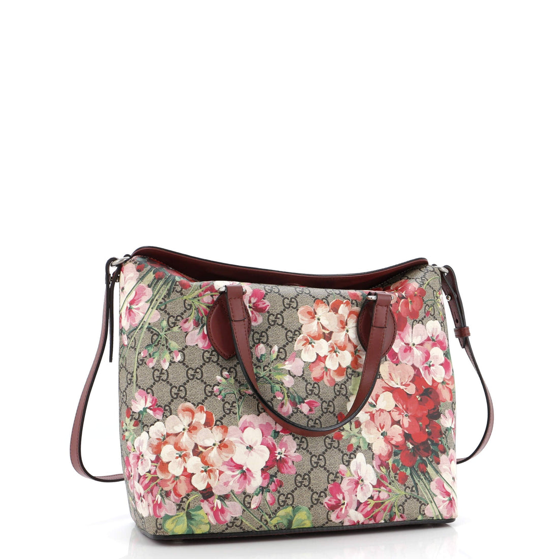 Signature Fold Over Tote Blooms Print VS Coated Canvas Medium