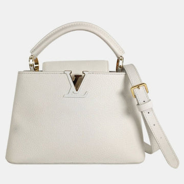 White Taurillon Leather Capucines BB Top Handle Bag