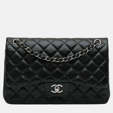 Black Lambskin Leather Jumbo Classic Double Flap Bag
