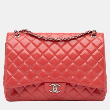 Pink Maxi Classic Patent Double Flap