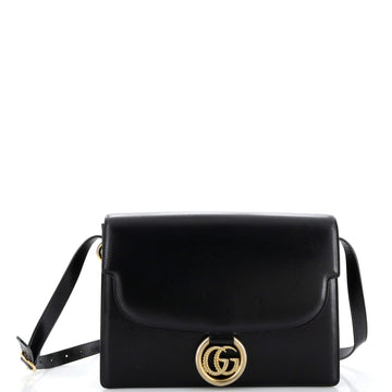 GUCCI GG Ring Shoulder Bag Leather Medium