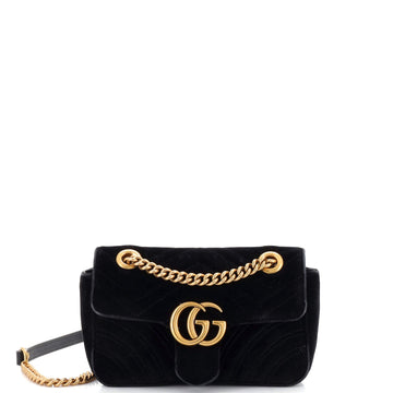 GUCCI GG Marmont Flap Bag Matelasse Velvet Mini
