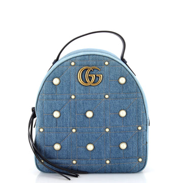 Pearly VS Marmont Backpack Embellished Matelasse Denim Small