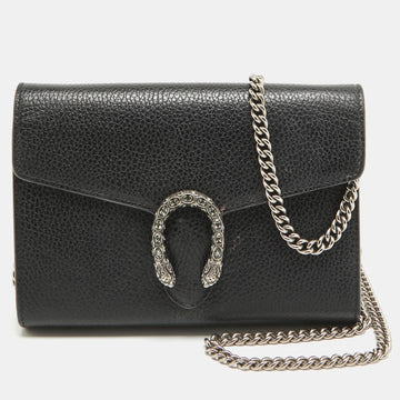 Black Leather Mini Dionysus Wallet On Chain