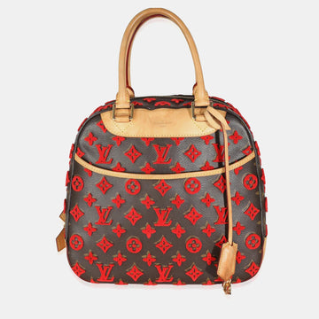 Red Monogram Canvas Tuffetage Deauville Cube Satchel