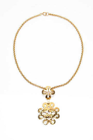 CHANEL Vintage Gold CC Clover Necklace