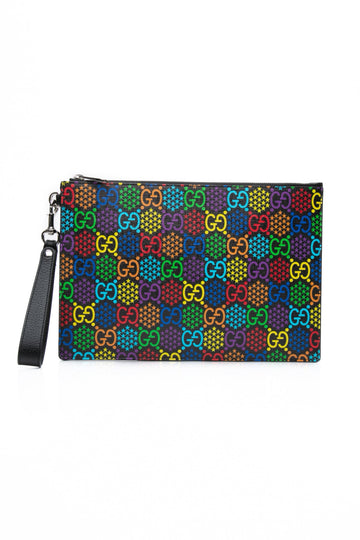 GUCCI Supreme Monogram Psychedelic Zip Wristlet Pouch