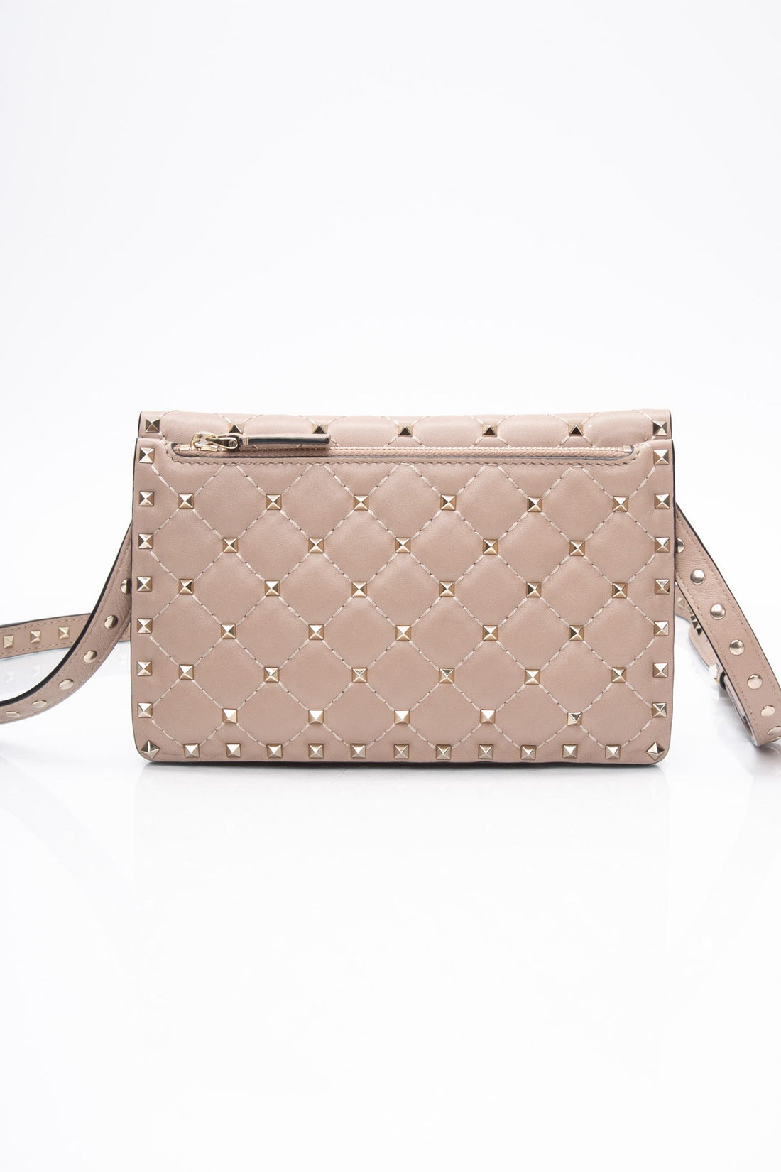 VALENTINO Rose Beige Rockstud Spike Leather Crossbody