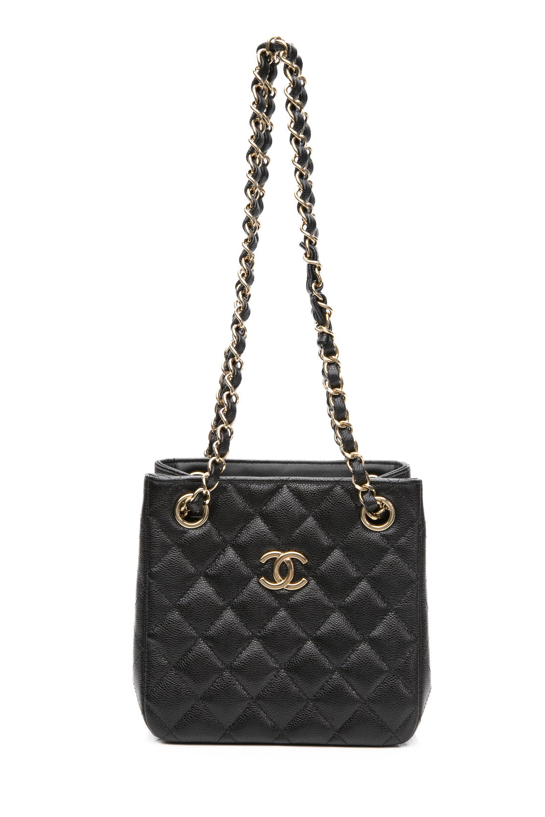 CHANEL 22S Caviar Quilted Black Mini Bucket Crossbody Bag
