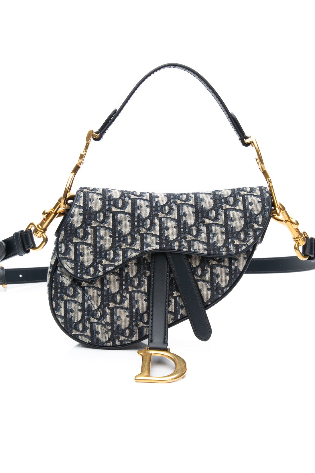 DIOR Blue Dior Oblique Jacquard Mini Saddle Bag with Strap Shoulder/ Crossbody Bag (New)