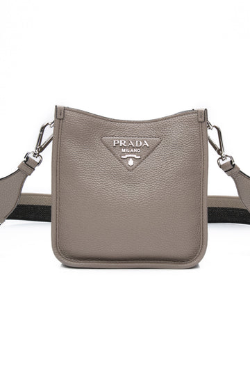 PRADA Grey Leather Mini Shoulder/Crossbody Bag (New)