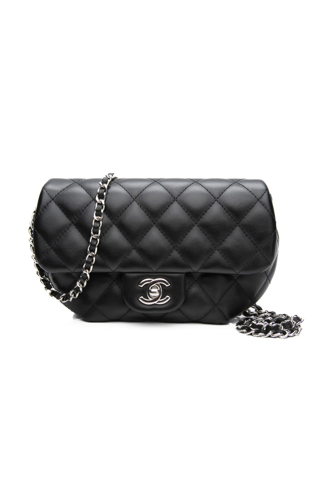 CHANEL Black Calfskin Quilted CC Uniform Flap Shoulder/Crossbody Bag