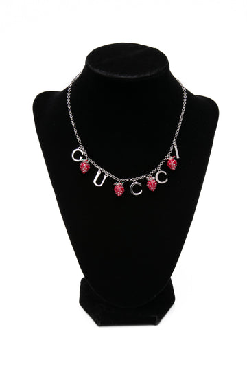 GUCCI Silver Strawberry Charm Necklace (New)