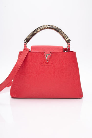 LOUIS VUITTON Poppy Coral Taurillon Python Capucines BB